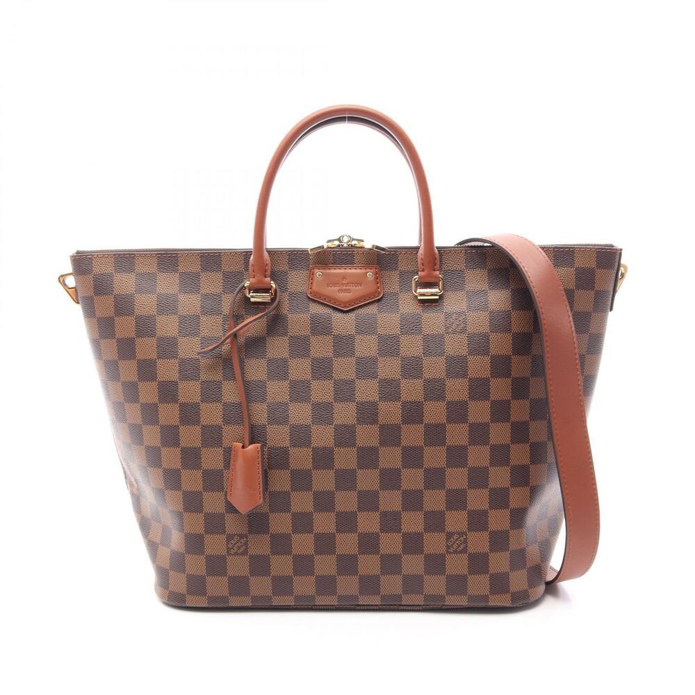 Louis Vuitton Belmont Tote Bag Canvas Leather Damier Brown